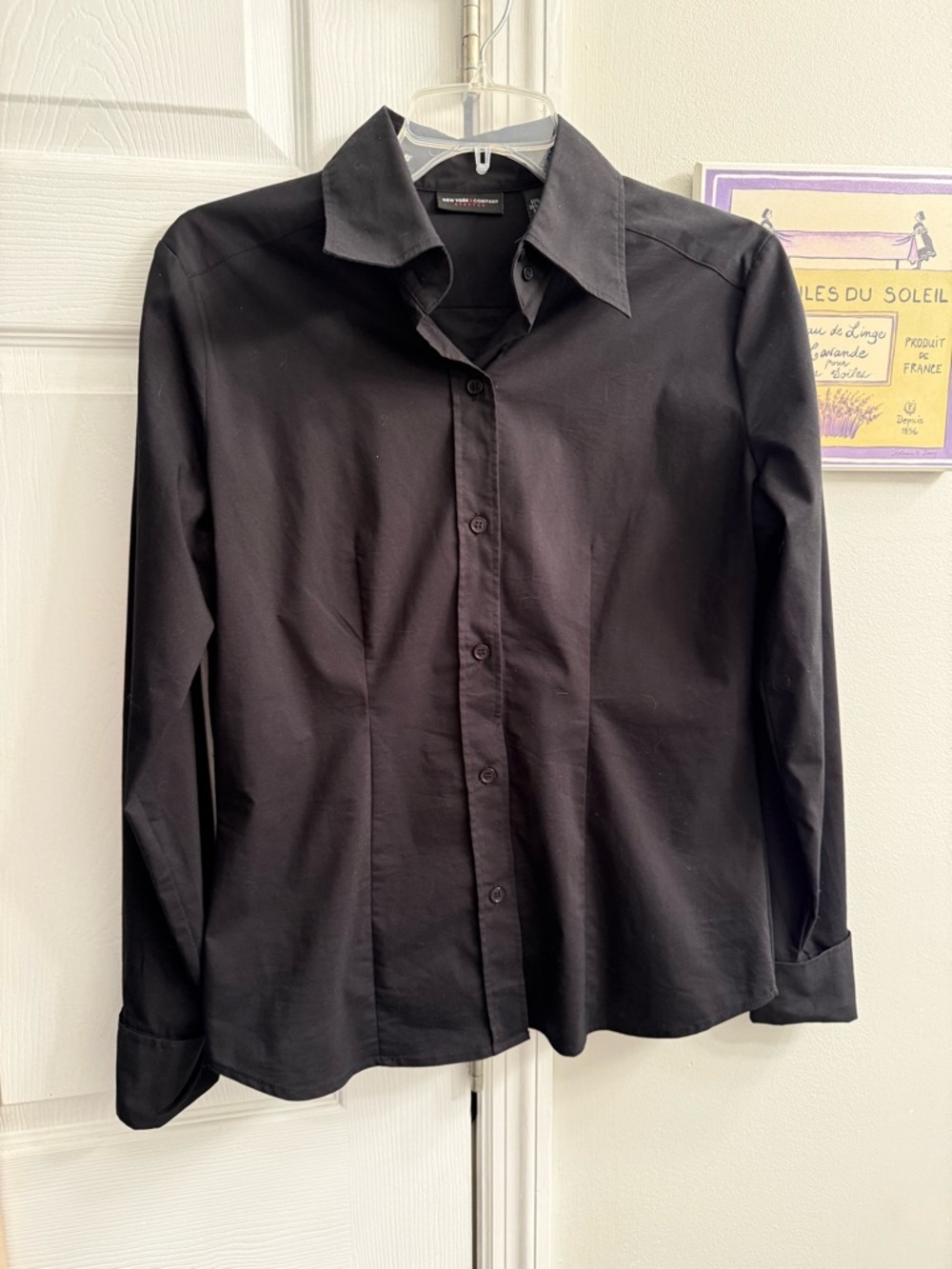 New York & Company Black Long-Sleeve Dress Shirt